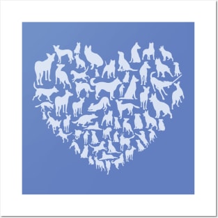 dogs love heart Posters and Art